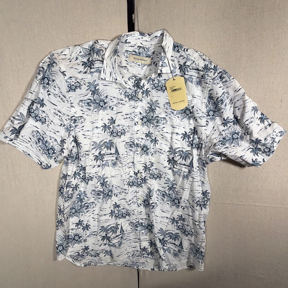 Tommy Bahama Hawaiian Shirt All Over Print ST327522TX - Men's Size L- NWT $110